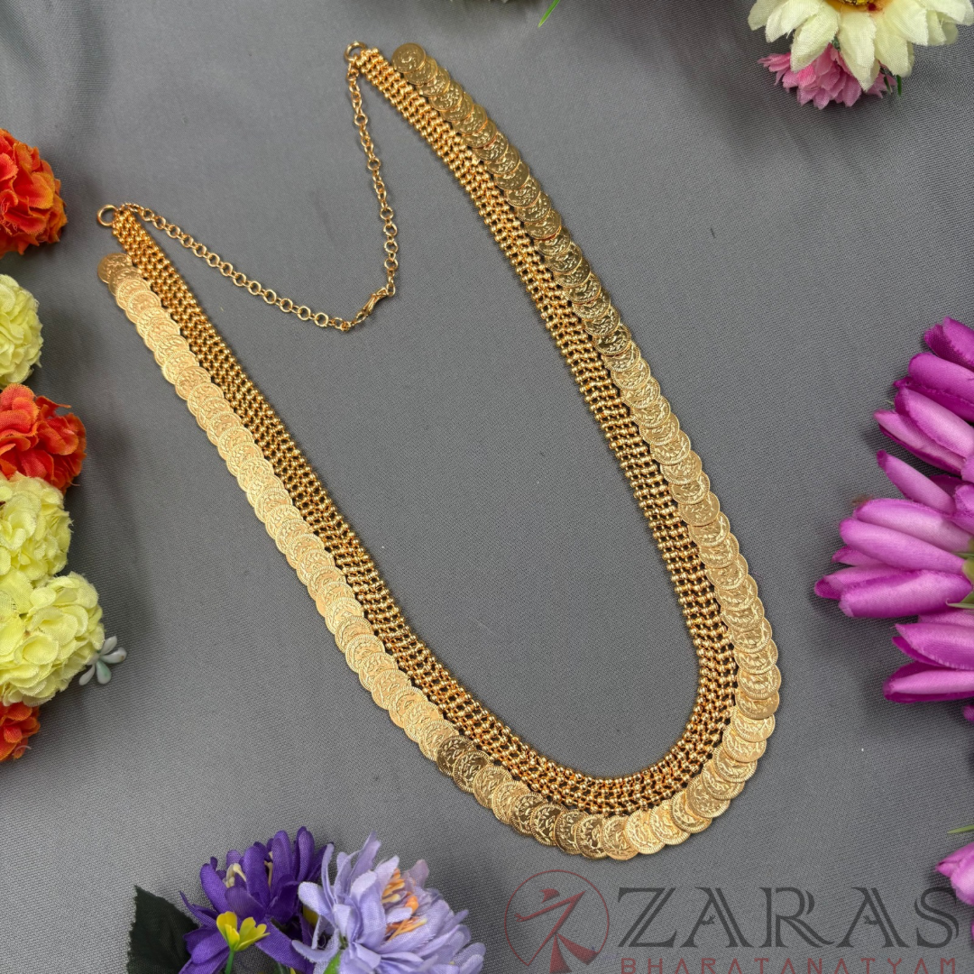 Bharatanatyam Dance Jewellery Haaram - Gold Kaasu Maalai / Long Haaram image 0
