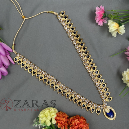Bharatanatyam Dance Jewellery - Flower Enamel Blue Kemp CS image 0