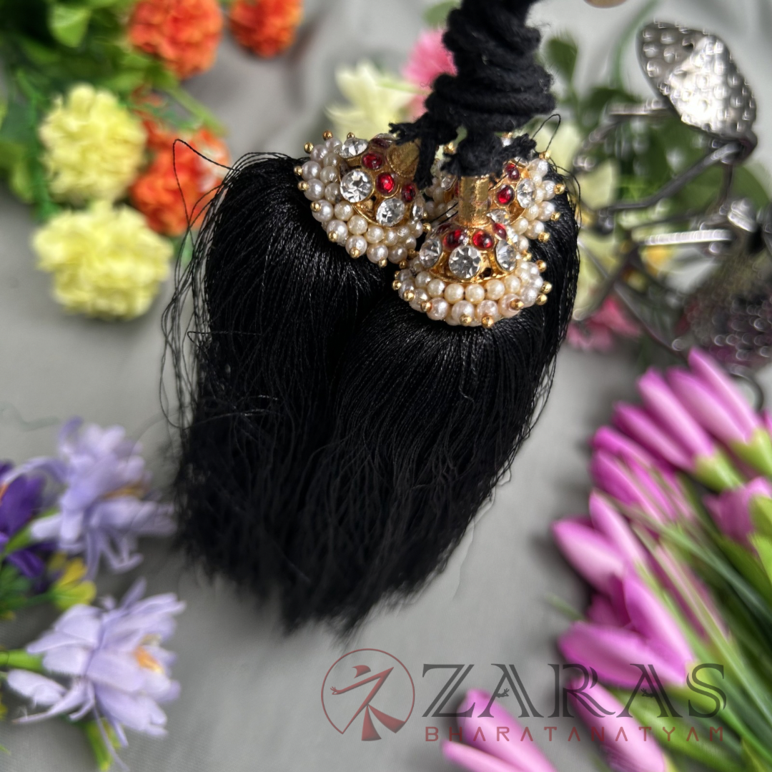 Bharatanatyam Dance Jewellery - Kemp Kunjalam 2 Line Hair Type image 2