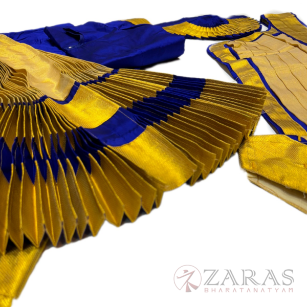 Bharatanatyam Dance Costume Readymade - Blue with Gold Tissue - Image 2