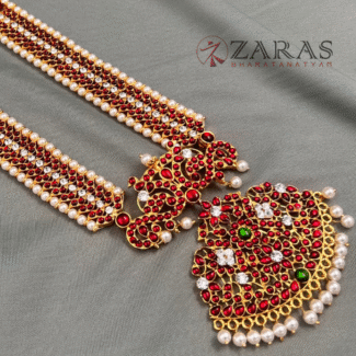 Bharatanatyam Dance Jewellery Sets - Head Set, Necklace, Jimiki, Haaram, Rakodi, Hip Belt, Nattu Bullak, Nose Pin, Jada Set, Rakodi, Maatal, Golusu