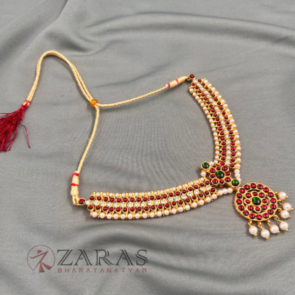 Bharatanatyam Dance Jewellery - Necklace CS Round Kemp Pendent - Image 2