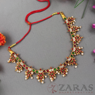 Bharatanatyam Dance Jewellery Necklace - Flower RG Kemp Beads