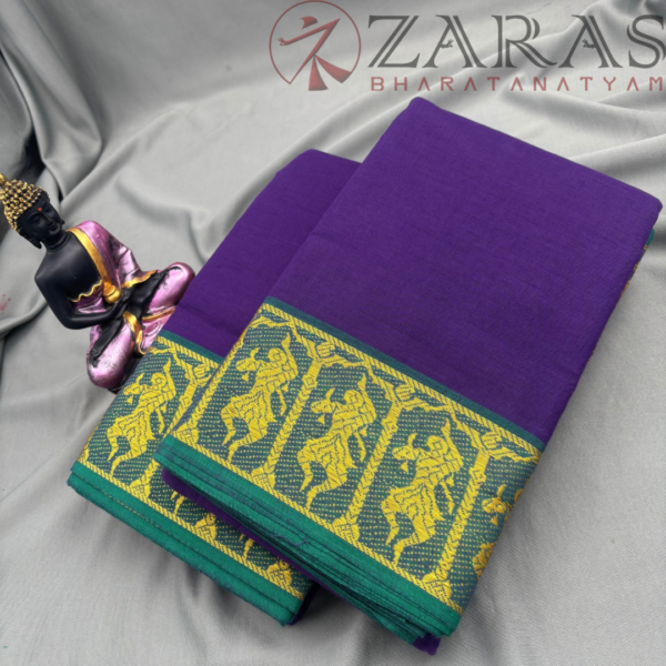 Bharatanatyam Dance Practice Saree - Violet Gold Doll Border - Image 2