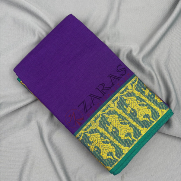 Bharatanatyam Dance Practice Saree - Violet Gold Doll Border - Image 3