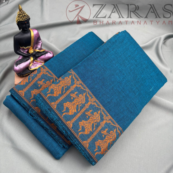 Bharatanatyam Dance Practice Saree - D Shade Blue Doll Border - Image 2