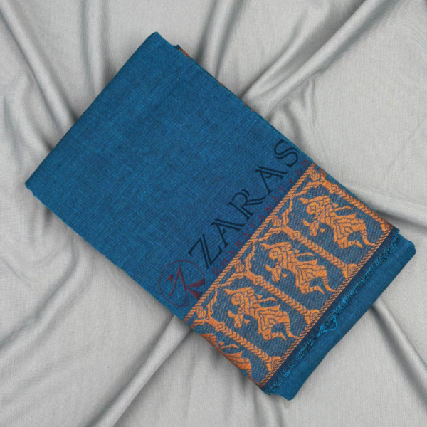 Bharatanatyam Dance Practice Saree - D Shade Blue Doll Border - Image 3