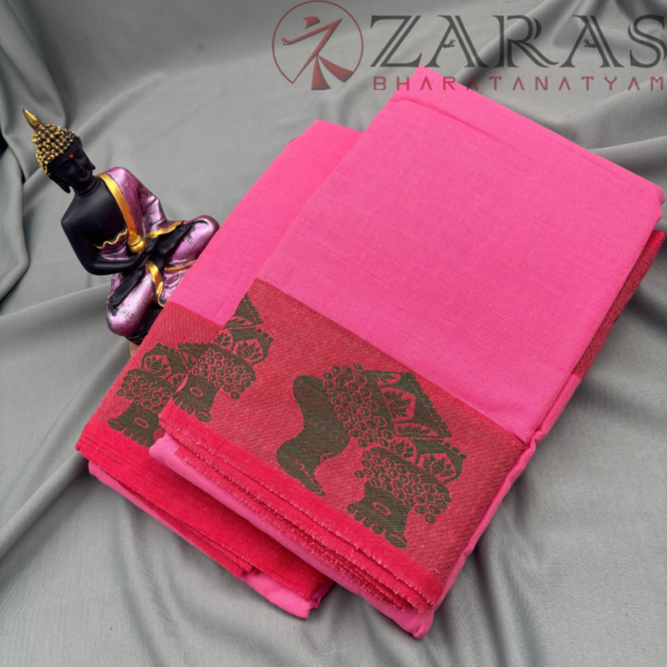 Bharatanatyam Dance Practice Saree - Baby Pink Salangai Border - Image 3