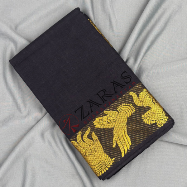 Bharatanatyam Dance Practice Saree - Black Gold Doll Border - Image 3