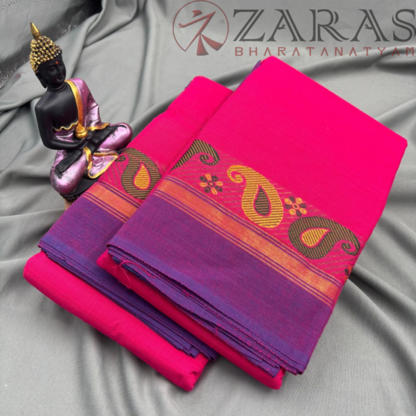 Bharatanatyam Dance Practice Saree - Pink Violet Manga Border - Image 3