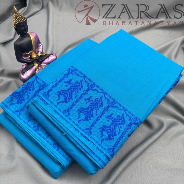 Bharatanatyam Dance Practice Saree - Light Blue BL Doll Border - Image 2