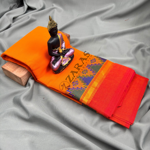 Bharatanatyam Dance Practice Saree - M Yellow Orange Gopuram Border - Image 2