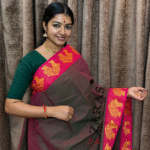 Lightweight Bharatanatyam saree for rehearsal, Traditional Bharatanatyam saree.