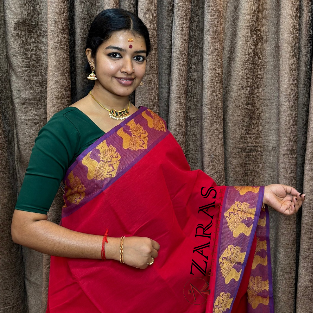 Lightweight Bharatanatyam saree for rehearsal, Traditional Bharatanatyam saree.