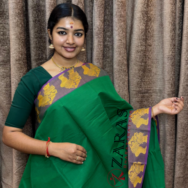 Lightweight Bharatanatyam saree for rehearsal, Traditional Bharatanatyam saree.