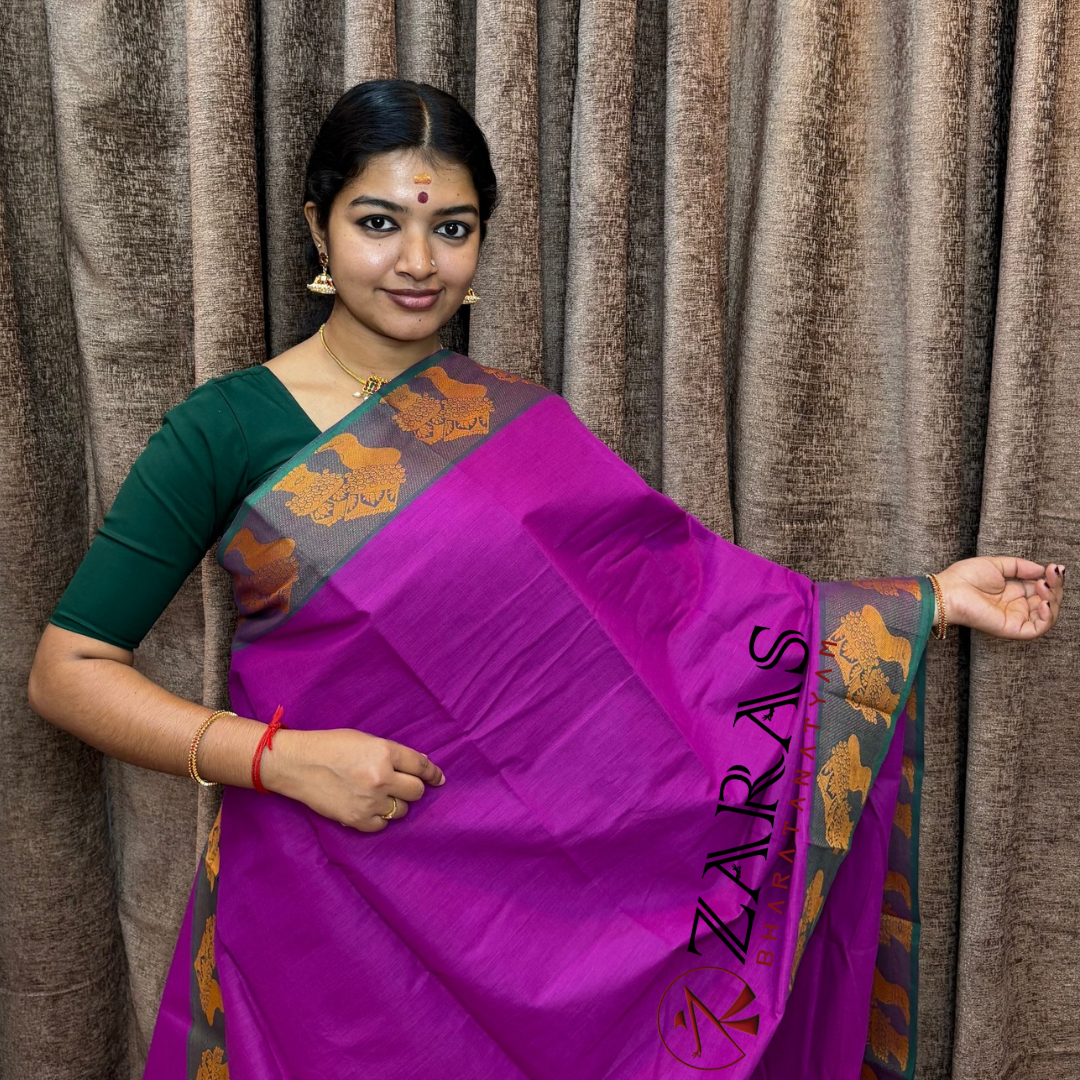 Lightweight Bharatanatyam saree for rehearsal, Traditional Bharatanatyam saree.