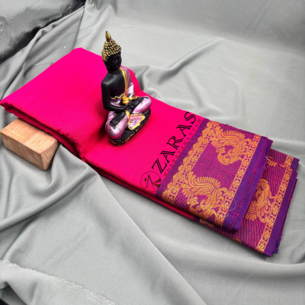 Bharatanatyam Dance Practice Saree - Pink Violet Mus Peacock Border - Image 2