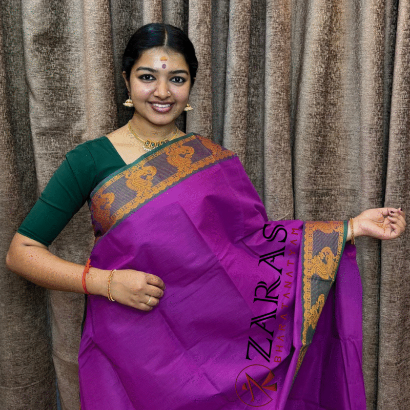 Lightweight Bharatanatyam saree for rehearsal, Traditional Bharatanatyam saree.