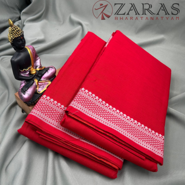 Bharatanatyam Dance Practice Saree - Red White S Gopuram Diamond - Image 3