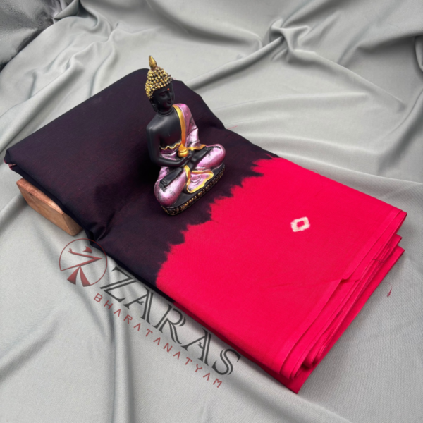 Bharatanatyam Dance Practice Saree - Black with L Red Bandhini Saree - Image 2