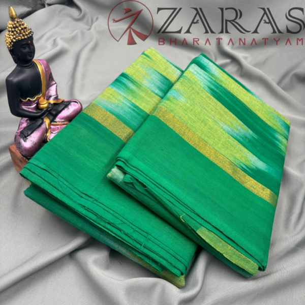 Bharatanatyam Dance Practice Saree - Green L GR Mixed Ikkat Saree - Image 2