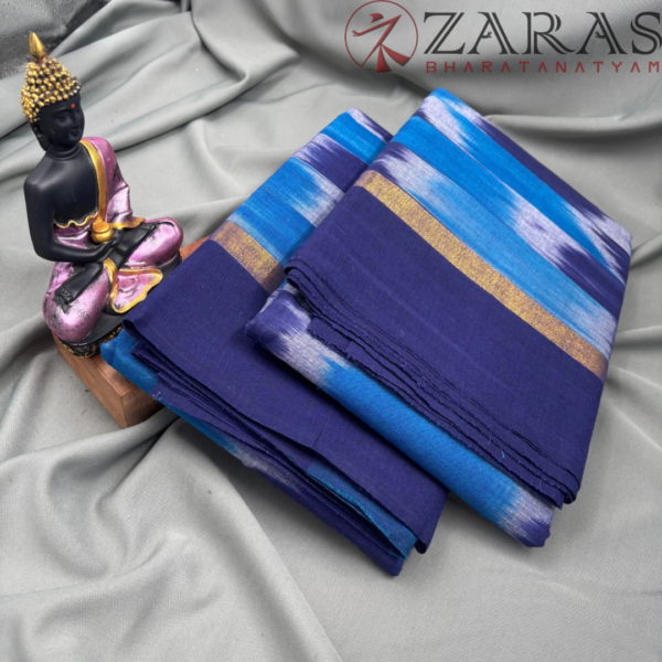 Bharatanatyam Dance Practice Saree - D Blue BL Mixed Ikkat - Image 3