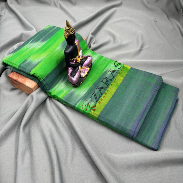 Bharatanatyam Dance Practice Saree - Green DS Purple Mixed Ikkat Border - Image 2
