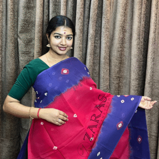 Bharatanatyam Dance Practice Saree - Pink with Violet Bandini Saree