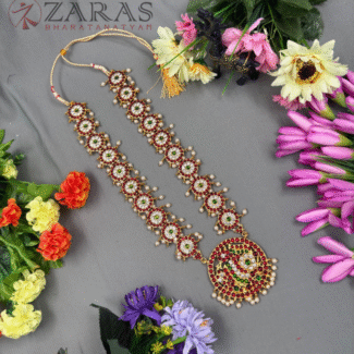 Bharatanatyam Dance Jewellery Haaram - R Peacock RG Kemp CS Beads Maalai / Long Haaram