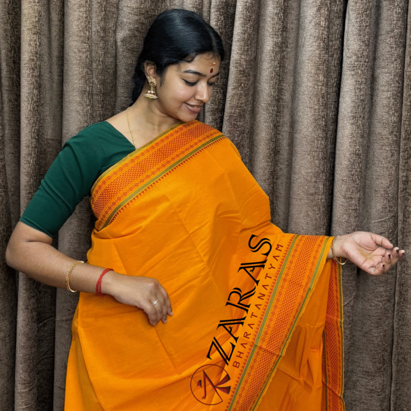 Traditional Bharatanatyam saree, Comfortable Bharatanatyam saree.