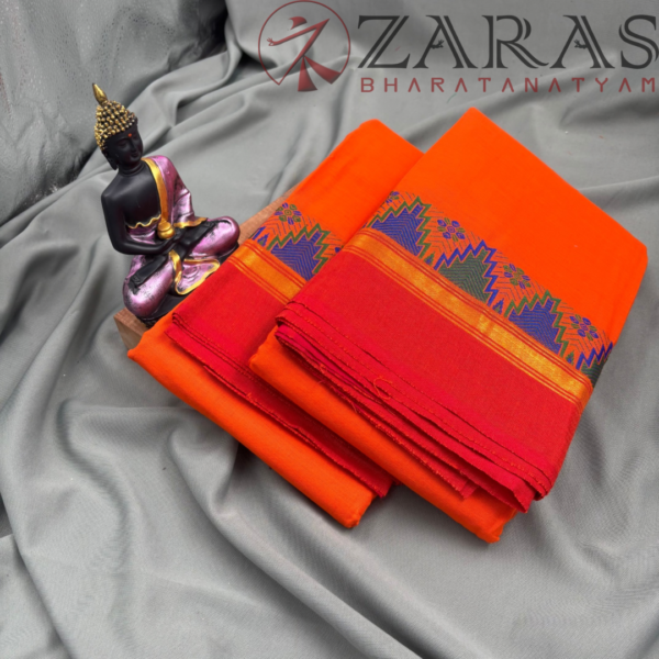 Bharatanatyam Dance Practice Saree - Orange OR Gopuram Border - Image 3