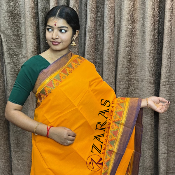 Lightweight Bharatanatyam saree for rehearsal, Traditional Bharatanatyam saree.