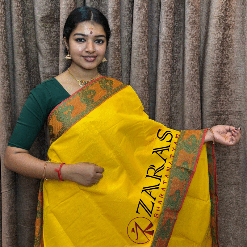 Lightweight Bharatanatyam saree for rehearsal, Traditional Bharatanatyam saree.