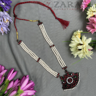 Bharatanatyam Dance Jewellery Black - 3 L Padak RG Kemp CS Beads (Kids)