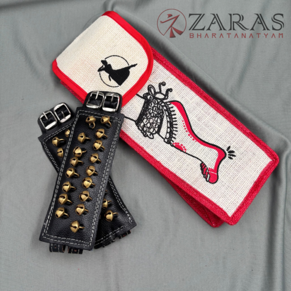 Bharatanatyam Dance Salangai Leather Ankle Bells + Jute Bag