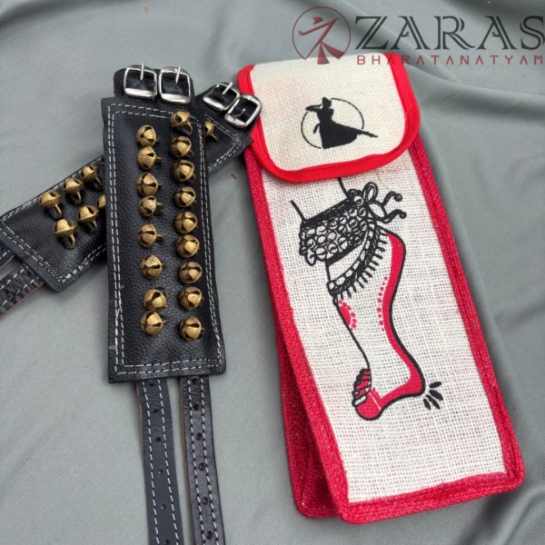 Bharatanatyam Dance Salangai Leather Ankle Bells + Jute Bag