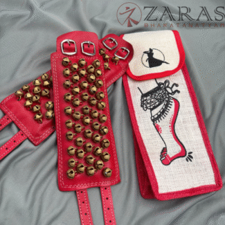 Bharatanatyam Dance Salangai Leather Ankle Bells + Jute Bag