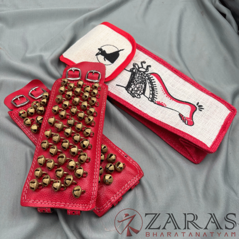 Bharatanatyam Dance Salangai Leather Ankle Bells + Jute Bag