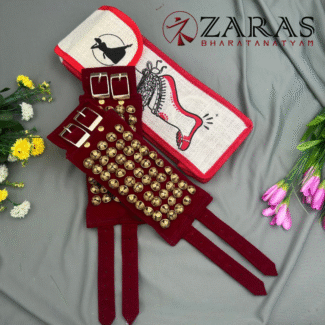 Bharatanatyam Dance Salangai Velvet Ankle Bells + Jute Bag