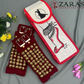 Bharatanatyam Dance Salangai Velvet Ankle Bells + Jute Bag
