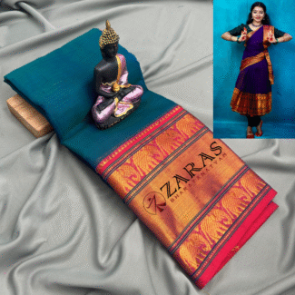 Readymade Dance Practice Sarees - Pre-Stitched (Set of 3 Pcs - Skirt, Pallu & Side Fan without Blouse) Elephant DO