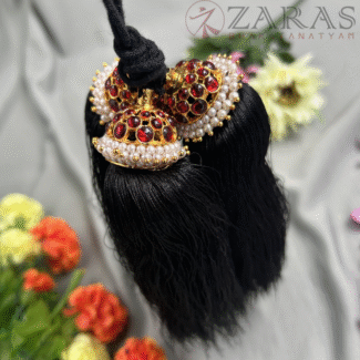 Bharatanatyam Dance Jewellery - Kemp Kunjalam 3 Line Hair Type