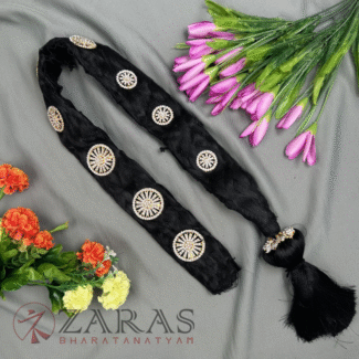 Bharatanatyam Dance Jewellery - Stone Jada Set Flo RO with Hair Kunjalam