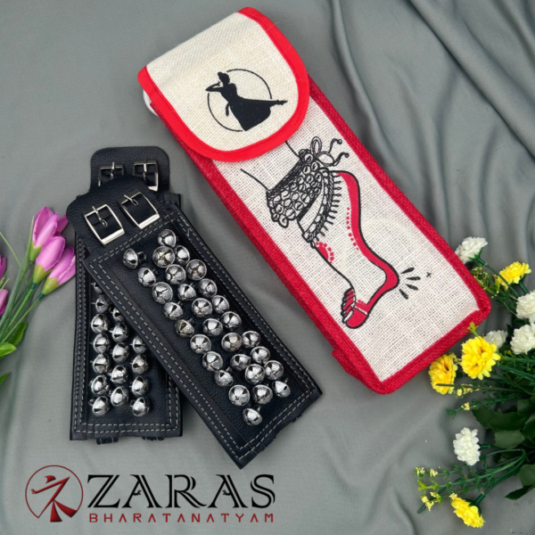 Bharatanatyam Dance Salangai Leather Ankle Bells + Jute Bag