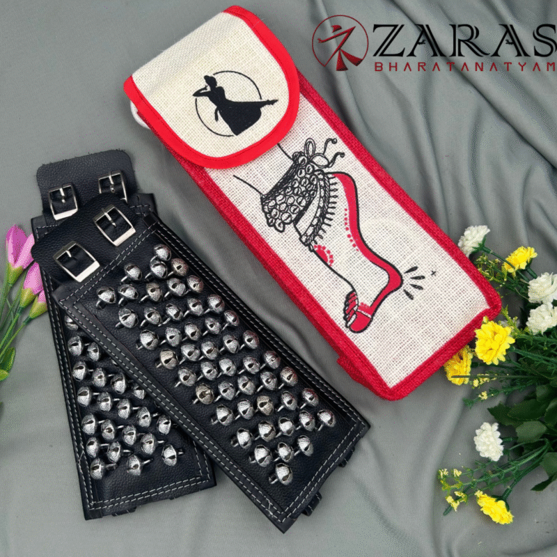 Bharatanatyam Dance Salangai Leather Ankle Bells + Jute Bag