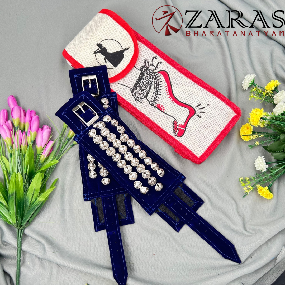 Bharatanatyam Dance Salangai Velvet Ankle Bells + Jute Bag
