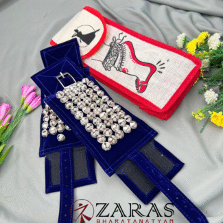 Bharatanatyam Dance Salangai Velvet Ankle Bells + Jute Bag