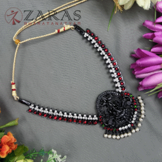 Bharatanatyam Dance Jewellery Black Necklace - S Manga RG Kemp Beads