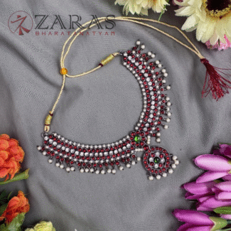 Bharatanatyam Dance Jewellery Black Necklace - Sow RG Kemp Beads