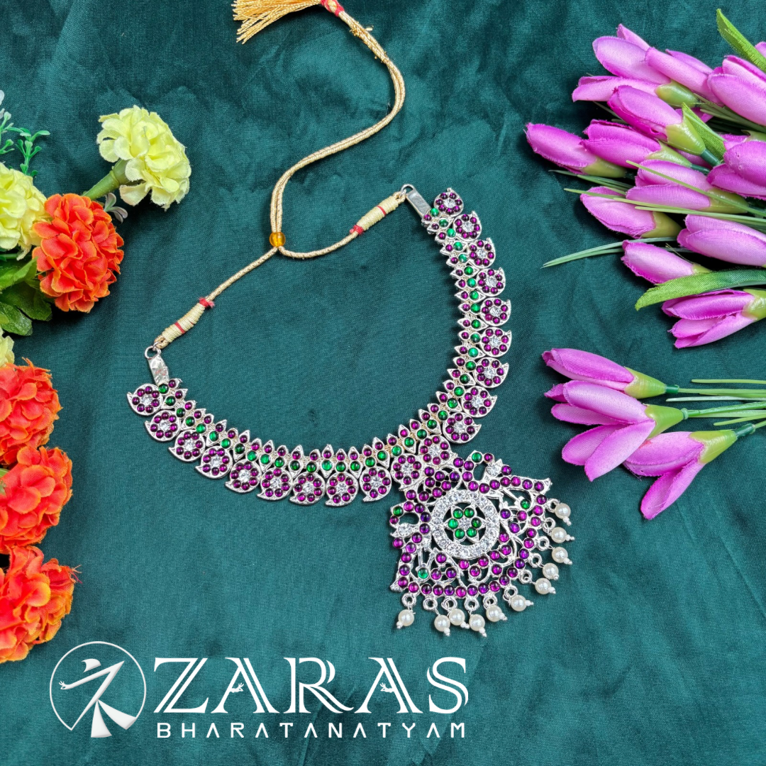 Bharatanatyam dance silver Necklace